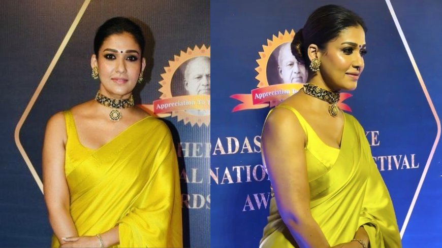 Nayanthara Shines As Fashion Icon: Dazzles At Dada Saheb Phalke Awards In Lemon Green Silk Saree